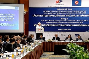 Bà Axelle Nicaise, Phó Trưởng Phái đoàn EU tại Việt Nam phát biểu tại hội nghị.