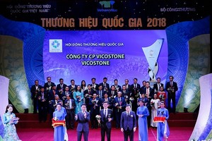 Tổng giám đốc Phạm Anh Tuấn nhận biểu trưng Thương hiệu Quốc gia.