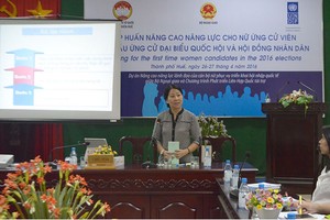 Trong hai ngày 26,27/4, một lớp tập huấn cho 40 nữ ứng cử viên nữ đại biểu Quốc hội đã được tổ chức