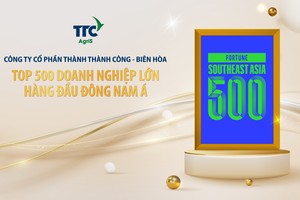 TTC AgriS là doanh nghiệp nông nghiệp đứng đầu Việt Nam trong Top 500 Fortune khu vực Đông Nam Á