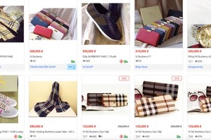 Hàng loạt sản phẩm giả nhãn hiệu Burberry bán trên trang Sendo - Ảnh chụp màn hình