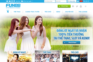 Giao diện trang web đánh bạc trực tuyến trái phép Fun88
