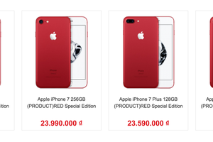 Giá iPhone 7 và 7 Plus màu đỏ mới tại Việt Nam.