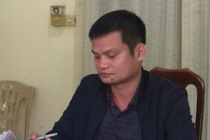 Trần Thế Hùng tại cơ quan điều tra. Ảnh: Cảnh sát cung cấp.