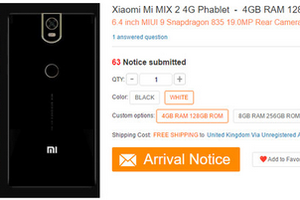 Mi Mix 2 có thể được trang bị RAM 8 GB.