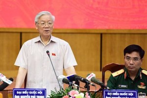 Tổng bí thư Nguyễn Phú Trọng phát biểu tại cuộc tiếp xúc cử tri. Ảnh: Giang Huy