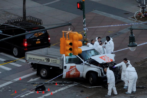 Hiện trường vụ đâm xe ở New York. Ảnh: Reuters.