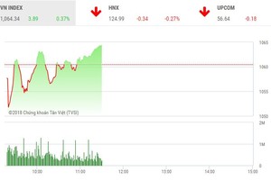 Phiên sáng 9/5: Tiền đổ vào cổ phiếu nhỏ, VN-Index phục hồi cuối phiên