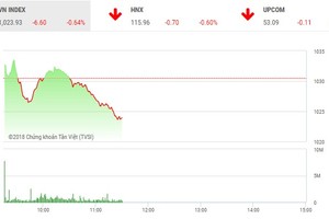 Phiên sáng 14/6: Cổ phiếu lớn chìm trong sắc đỏ, VN-Index quay đầu giảm điểm