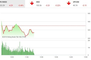Phiên sáng 26/7: Nhóm cổ phiếu vừa và nhỏ bắt đầu chịu áp lực chốt lời