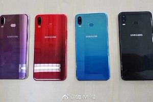 Ảnh được cho là Galaxy A6s với camera kép, mặt lưng nhiều màu.