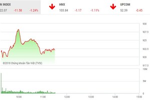 Phiên sáng 18/12: Hàng trăm mã giảm, VN-Index tiếp tục lùi sâu