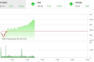 Phiên sáng 15/1: Sắc xanh lan toả, VN-Index bật tăng trở lại