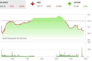 Giao dịch chứng khoán chiều 24/9: OGC nổi sóng lớn, VN-Index để mất mốc 910 điểm