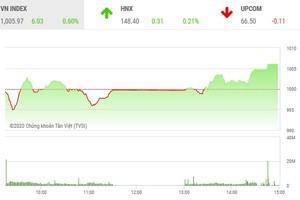 Giao dịch chứng khoán chiều 26/11: VN-Index vượt qua 1.000 điểm
