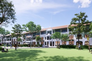 Phối cảnh dãy nhà phố dự án Sun Urban City với 3,5 tầng và 1 hầm.