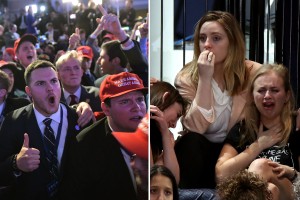 Cận cảnh 2 sắc thái tại bữa tiệc hậu bầu cử tổng thống Mỹ