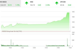 Giao dịch chứng khoán chiều 14/12: Sóng dâng cao, VN-Index vượt xa mốc 1.060 điểm