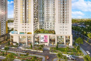 Tổ hợp trung tâm thương mại, dịch vụ, khách sạn toạ lạc ngay khối đế tháp Bcons City quy mô 7 tầng.