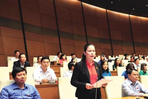 Quốc hội thảo luận về tình hình kinh tế - xã hội 2017, kế hoạch 2018 tại hội trường ngày 31/10. Ảnh: Đức Thanh.