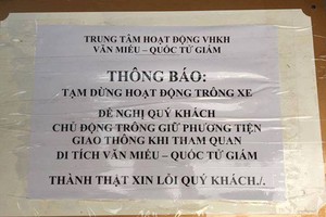 Thông báo tạm dừng hoạt động trông xe.