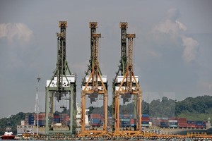 Cảng hàng hóa Tanjong Pagar ở Singapore ngày 9/5. (Nguồn: AFP/TTXVN)