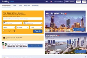 Website Booking.com cung cấp dịch vụ đặt phòng khách sạn qua mạng