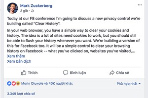 Bài đăng của CEO Facebook nhận được nhiều lượt quan tâm, chia sẻ.