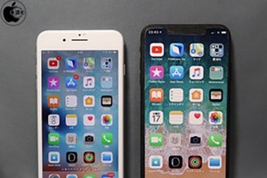 Mô hình iPhone X Plus màn hình 6,5 inch (phải), đặt cạnh iPhone 8 Plus.