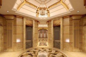 Thiết kế thang máy hoàn hảo với 4 thang máy đối xứng phục vụ cư dân, nằm dưới mái vòm hình bán cầu, được thiết kế theo phong cách kiến trúc Pháp thời vua Louis XIV.