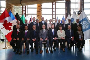 Các lãnh đạo chụp hình tập thể tại cuộc họp G7 ở Whistler, bang British Columbia, Canada. Ảnh: Reuters.