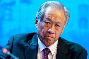 Bộ trưởng Quốc phòng Singapore Ng Eng Hen tại Đối thoại Shangri-la hôm 3/6. Ảnh: AFP.