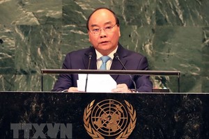 Thủ tướng Nguyễn Xuân Phúc phát biểu tại Phiên thảo luận Đại hội đồng Liên hợp quốc lần thứ 73. (Ảnh: Thống Nhất/TTXVN)
