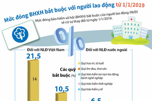 [Infographic] Mức đóng BHXH bắt buộc với người lao động từ 1/1/2019