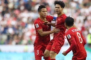 Công Phượng ghi bàn gỡ hòa trong trận gặp Jordan ở vòng 1/8 giải Asian Cup. Ảnh:Anh Khoa.
