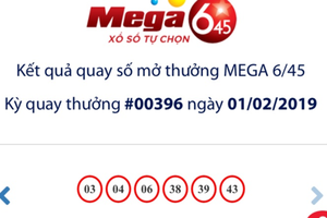 Kết quả quay số 6/45 ngày 1/2.