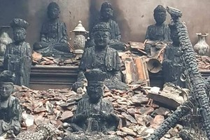 Vụ cháy thiêu rụi toàn bộ ngôi chùa Thanh Sơn và đồ thờ có giá trị.