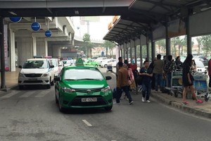 Xe taxi nhượng quyền được phép hoạt động tại sân bay Nội Bài. (Ảnh: Việt Hùng/Vietnam+).