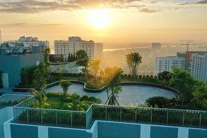 Một góc của khu vườn trên tầng mái.