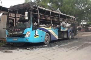 Hiện trường một vụ cháy xe khách. Ảnh minh họa. (Nguồn: TTXVN).