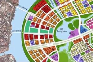 Cầu đi bộ qua sông Sài Gòn nằm giữa cầu Thủ Thiêm 2 và hầm vượt sông Sài Gòn. Ảnh: Ban quản lý KĐTM Thủ Thiêm.