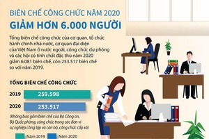[Infographics] Biên chế công chức năm 2020 giảm hơn 6.000 người