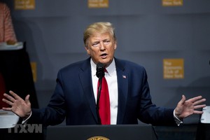 Tổng thống Mỹ Donald Trump phát biểu tại New York ngày 12/11/2019. (Ảnh: THX/TTXVN)