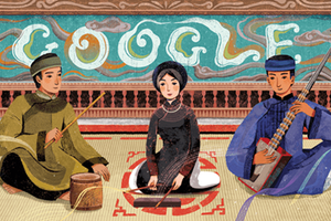 Tranh vẽ biểu diễn Ca trù của họa sỹ Xuân Lê được Google chọn vinh danh.