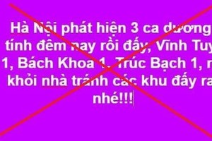 Nội dung chia sẻ không chính xác trên mạng xã hội. (Ảnh: Công an thành phố Hà Nội).