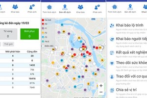 Ứng dụng Hà Nội SmartCity cung cấp đầy đủ các thông tin về dịch bệnh COVID-19 cho người dân. (Ảnh chụp màn hình).
