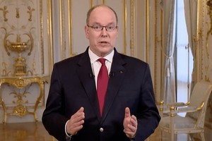 Thân vương Monaco Albert II phát biểu trên truyền hình quốc gia hôm 17/3. Ảnh: Monaco Tribune.
