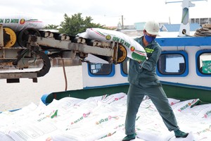 Công nhân làm việc tại cảng sản xuất.