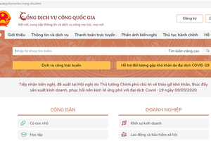 Giao diện Cổng dịch vụ công quốc gia.