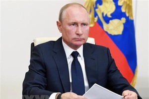 Tổng thống Nga Vladimir Putin tại một cuộc họp ở Moskva ngày 12/5/2020. (Nguồn: AFP/TTXVN).